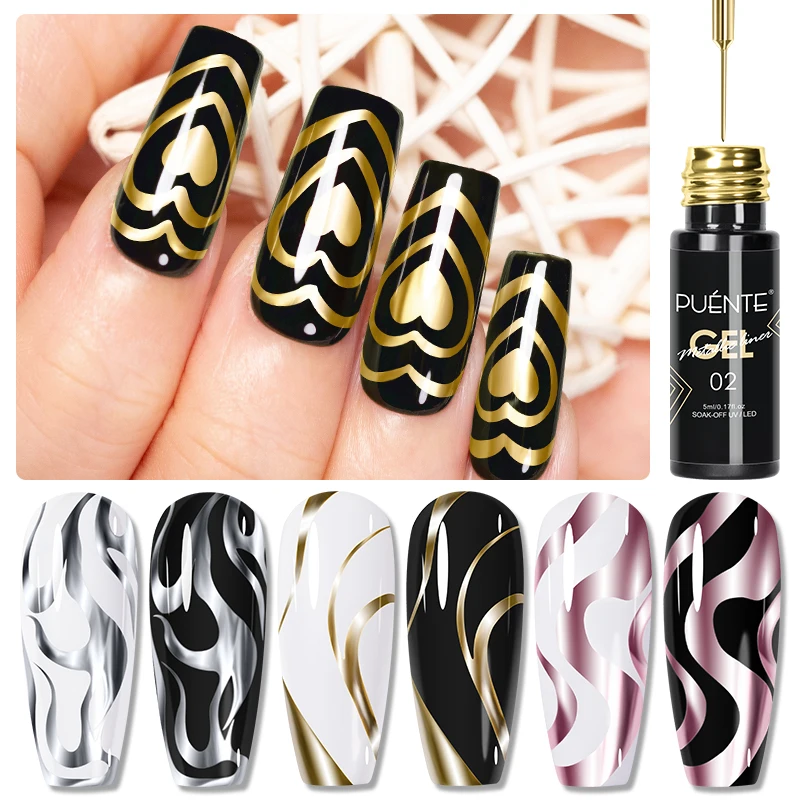 Nail Art Chrome - 5ml złoty srebrzysty metaliczny lakier do