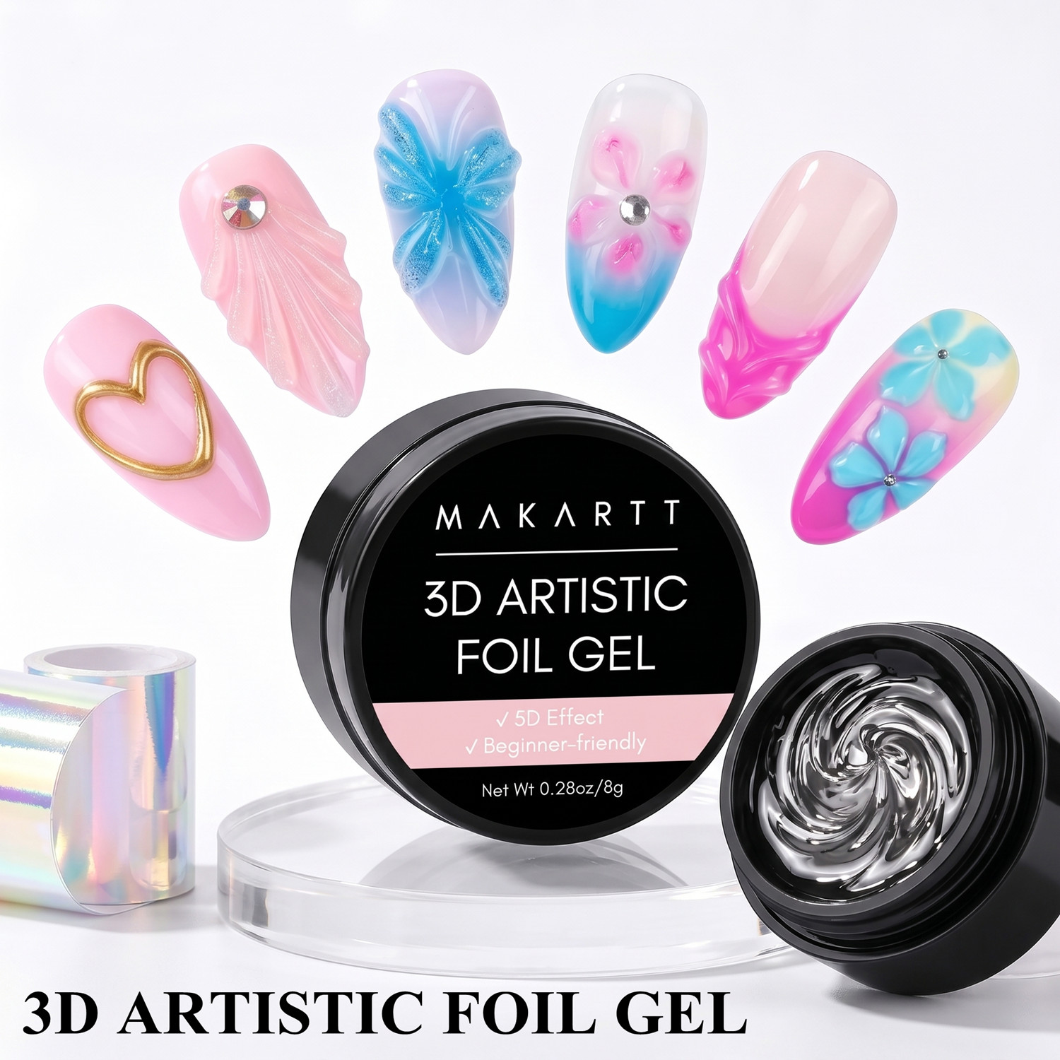 Nail Art Chrome - Żel do paznokci Makartt 3D 8ml,