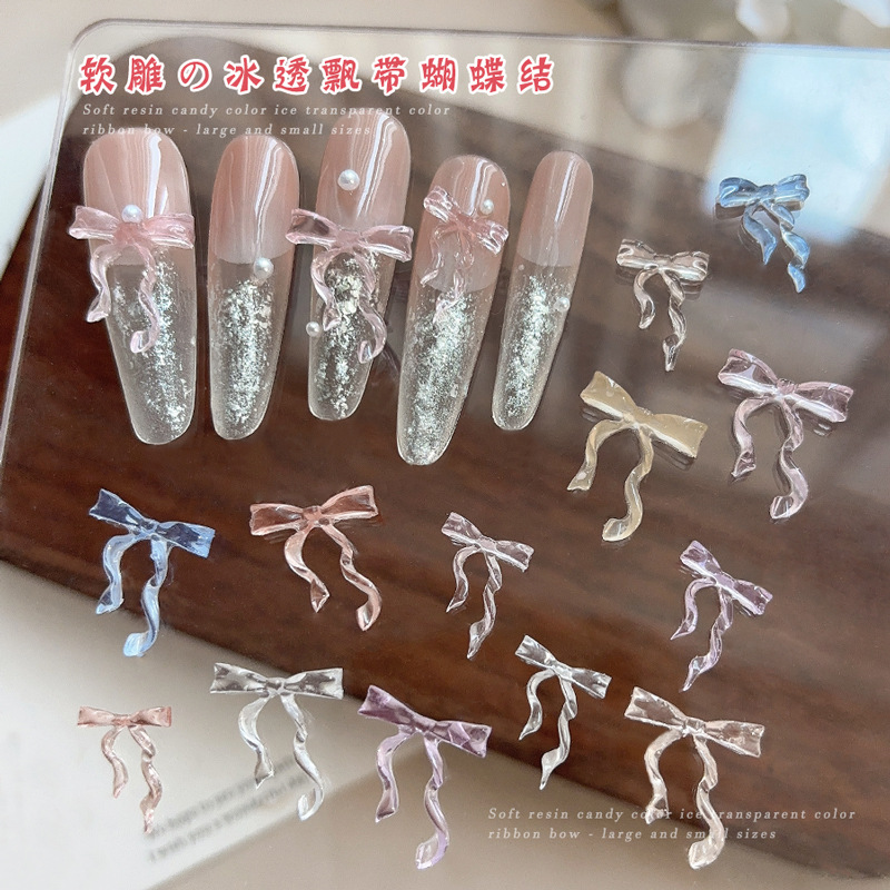 Nail Art Ice Blue - 30 sztuk wróżka lód przezroczysty różowy