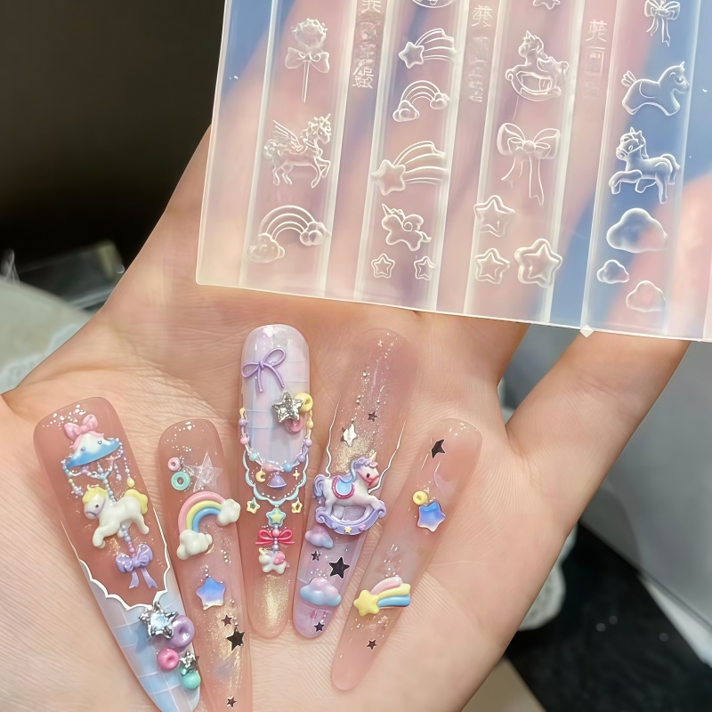 Nail Art Rainbow - Wymarzony Jednorożec Tęczowy Koń Muszka Cukierkowa