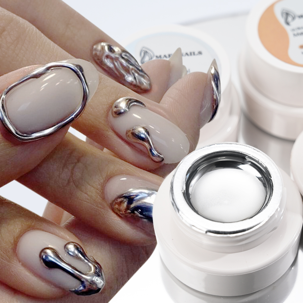 Nail Art Chrome - 5ml Srebrny Złoty Metaliczny Lakier Hybrydowy