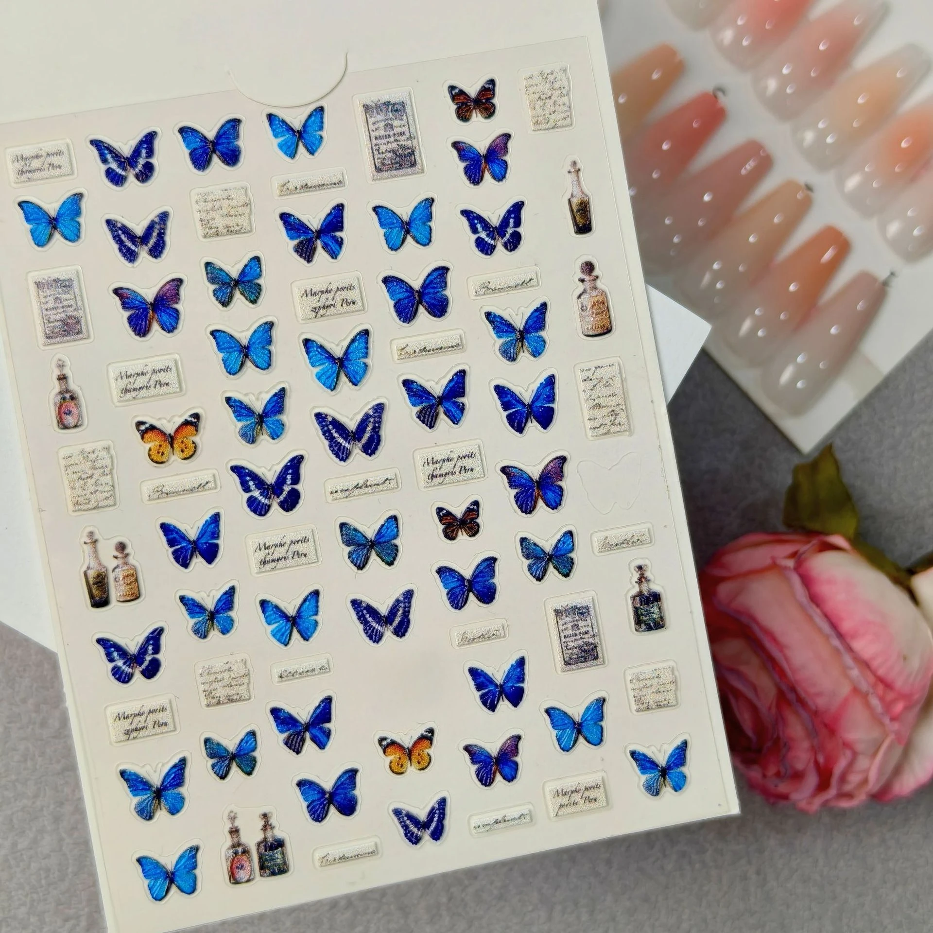 Nail Art Ice Blue - 1 zestaw 5D wytłoczonych naklejek na