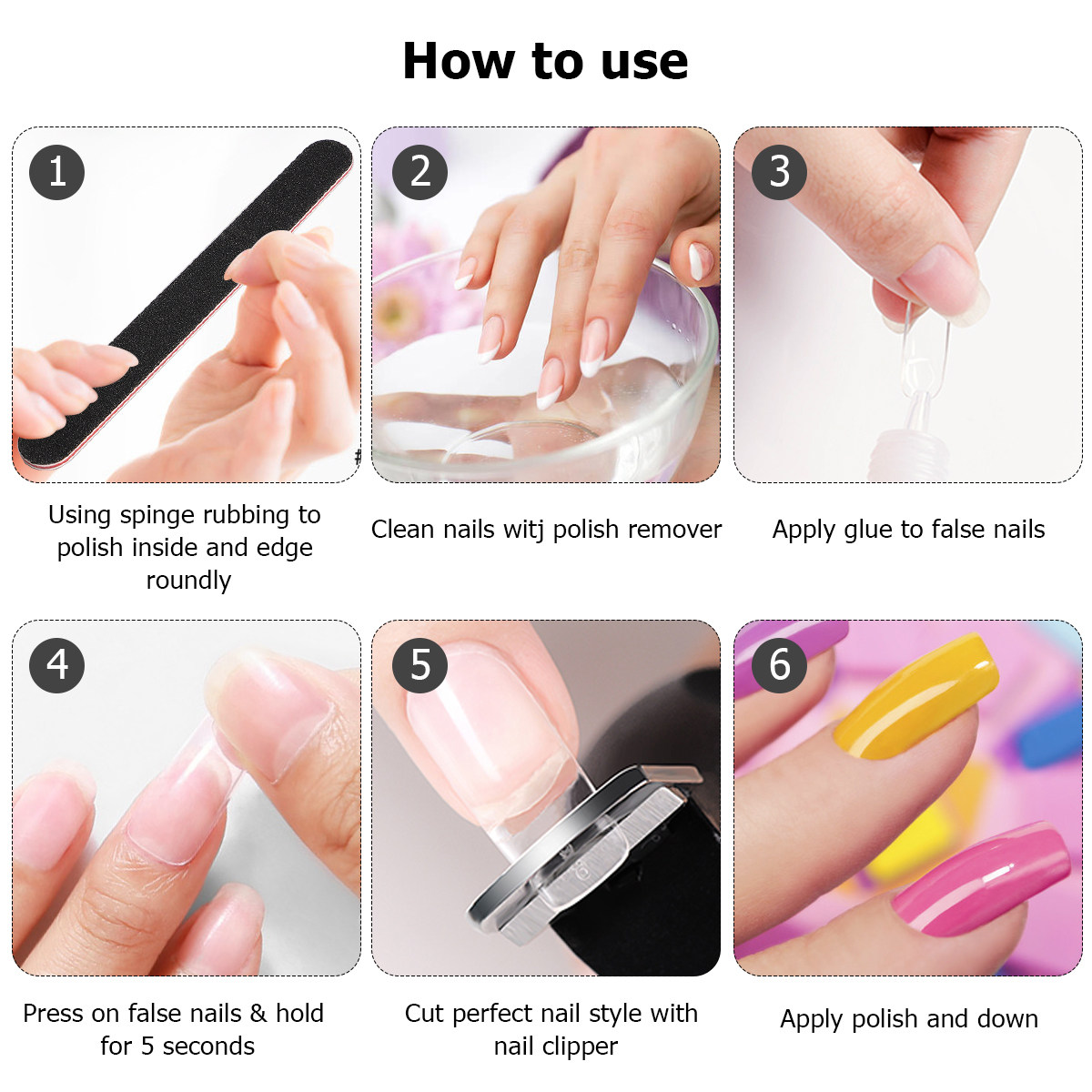 Nail Art Natural Simple - 600 szt. Sztuczne Paznokcie Naturalny Kolor