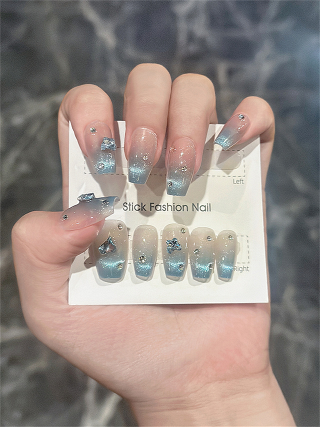 10 sztuk ręcznie wykonanych, n – Nail Art Ice Blue recenzja i cena