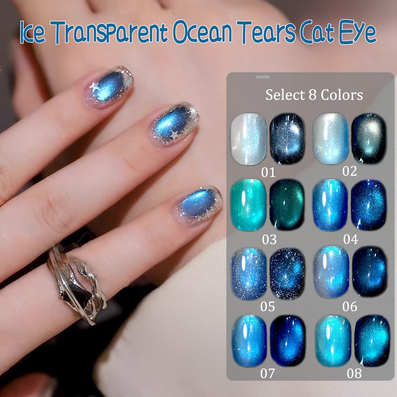 SHAKA 1-8 szt. Letni popularny – Nail Art Ice Blue recenzja i cena