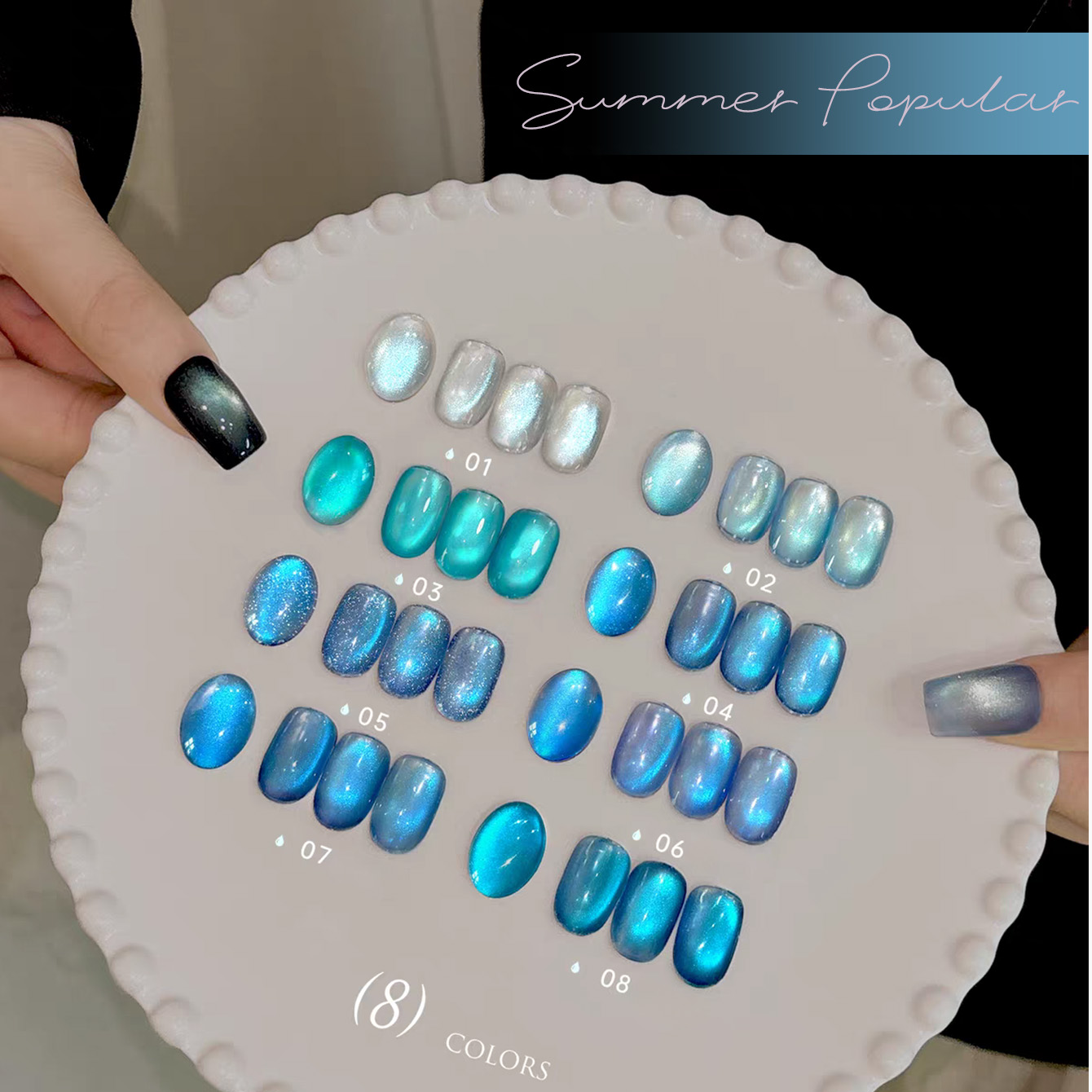 SHAKA 1-8 szt. Letni popularny – Nail Art Ice Blue recenzja i cena
